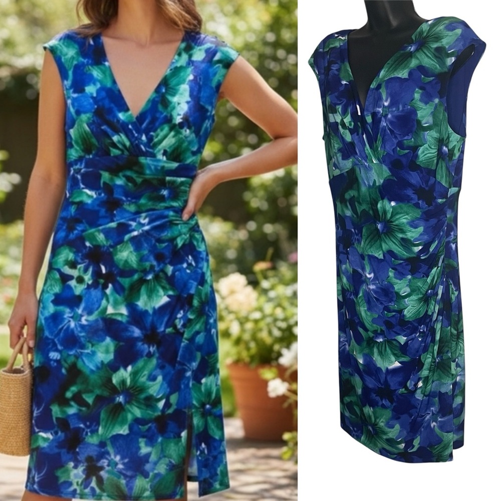 Lauren Ralph Lauren Floral Faux Wrap Midi Dress